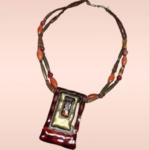 Stunning Necklace  Metallic-Ceramic-Wood Beads